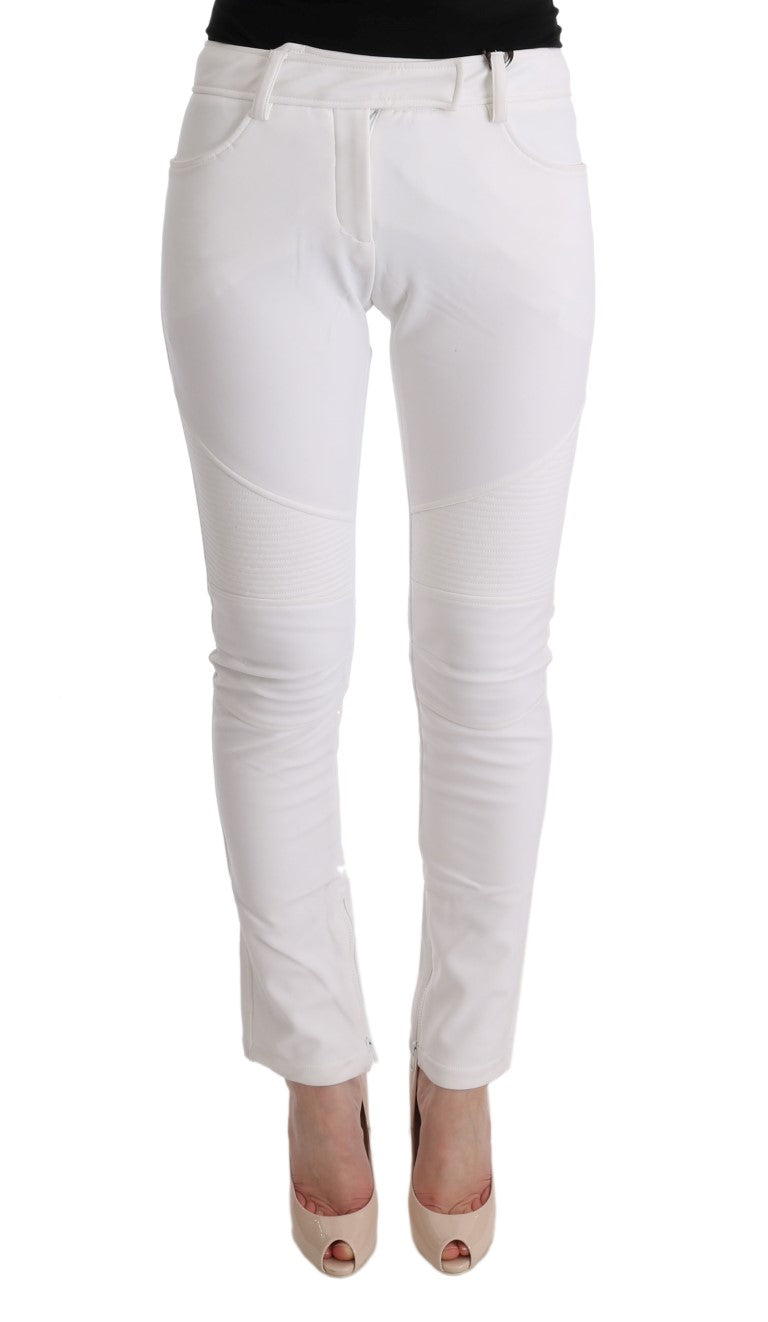 Pantalon slim en coton blanc chic Ermanno Scervino