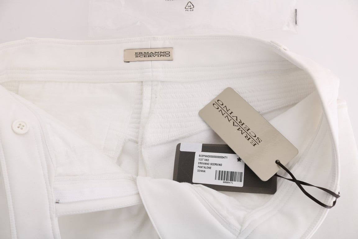 Pantalon slim en coton blanc chic Ermanno Scervino