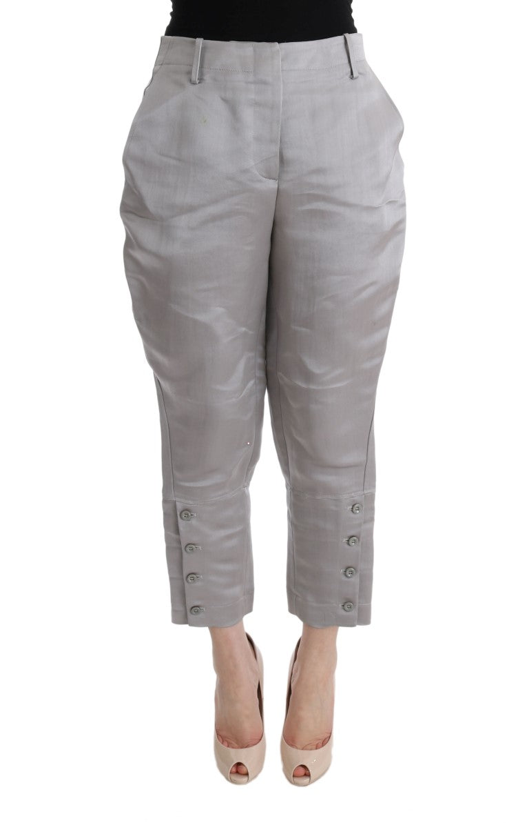 Pantalon court en soie gris chic Ermanno Scervino