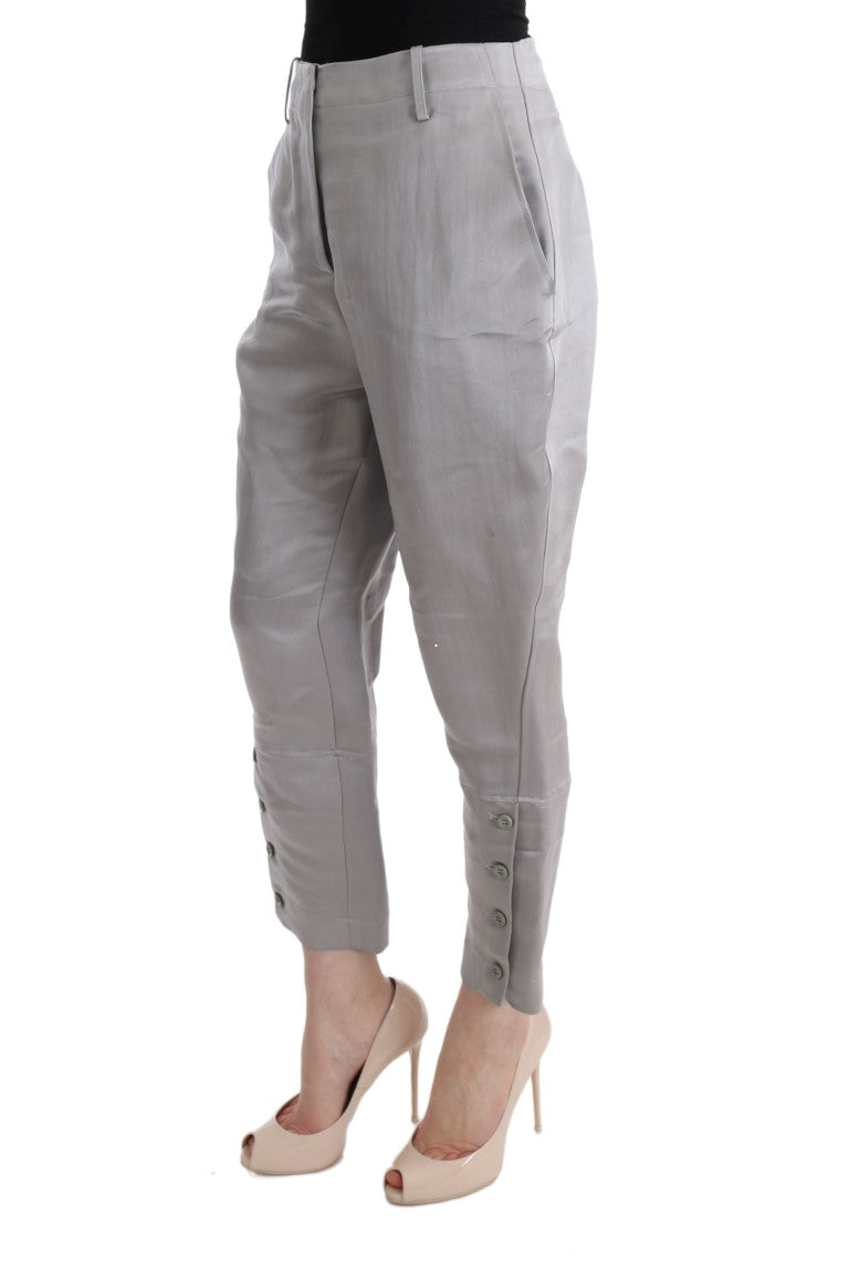 Pantalon court en soie gris chic Ermanno Scervino