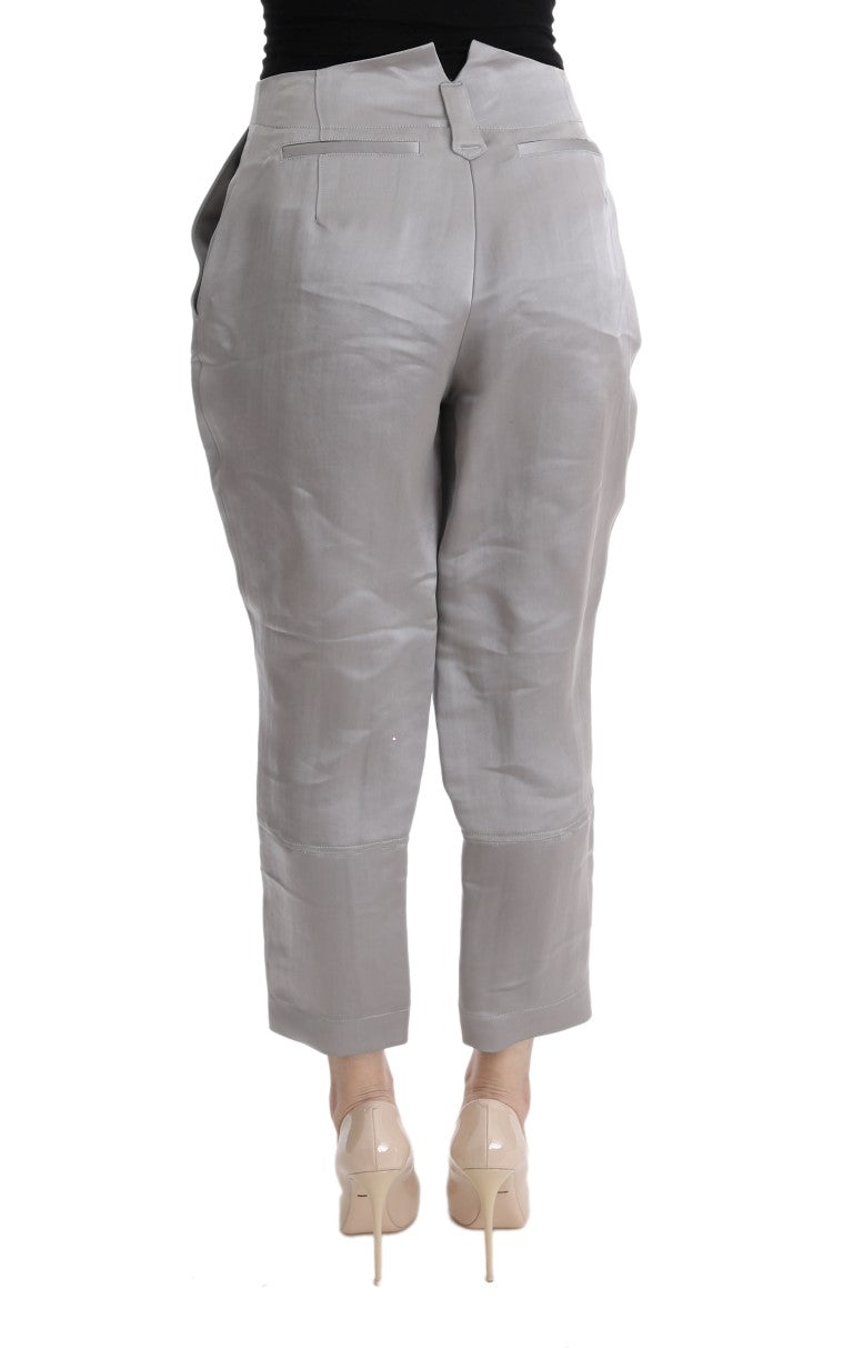 Pantalones de seda gris con corte cropped elegante de Ermanno Scervino