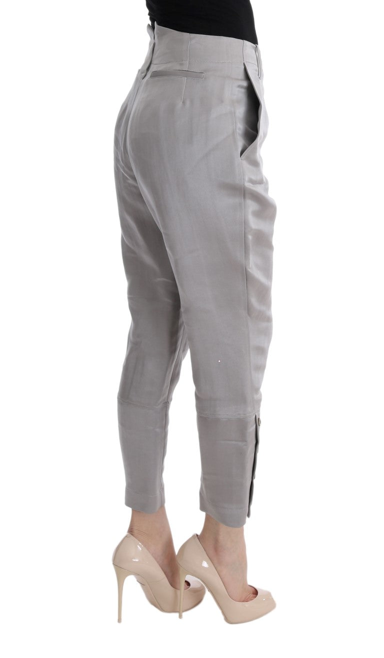 Pantalones de seda gris con corte cropped elegante de Ermanno Scervino