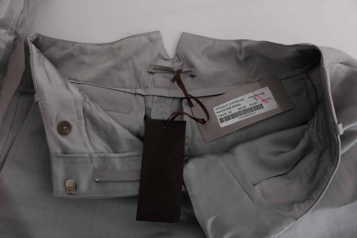 Pantalones de seda gris con corte cropped elegante de Ermanno Scervino