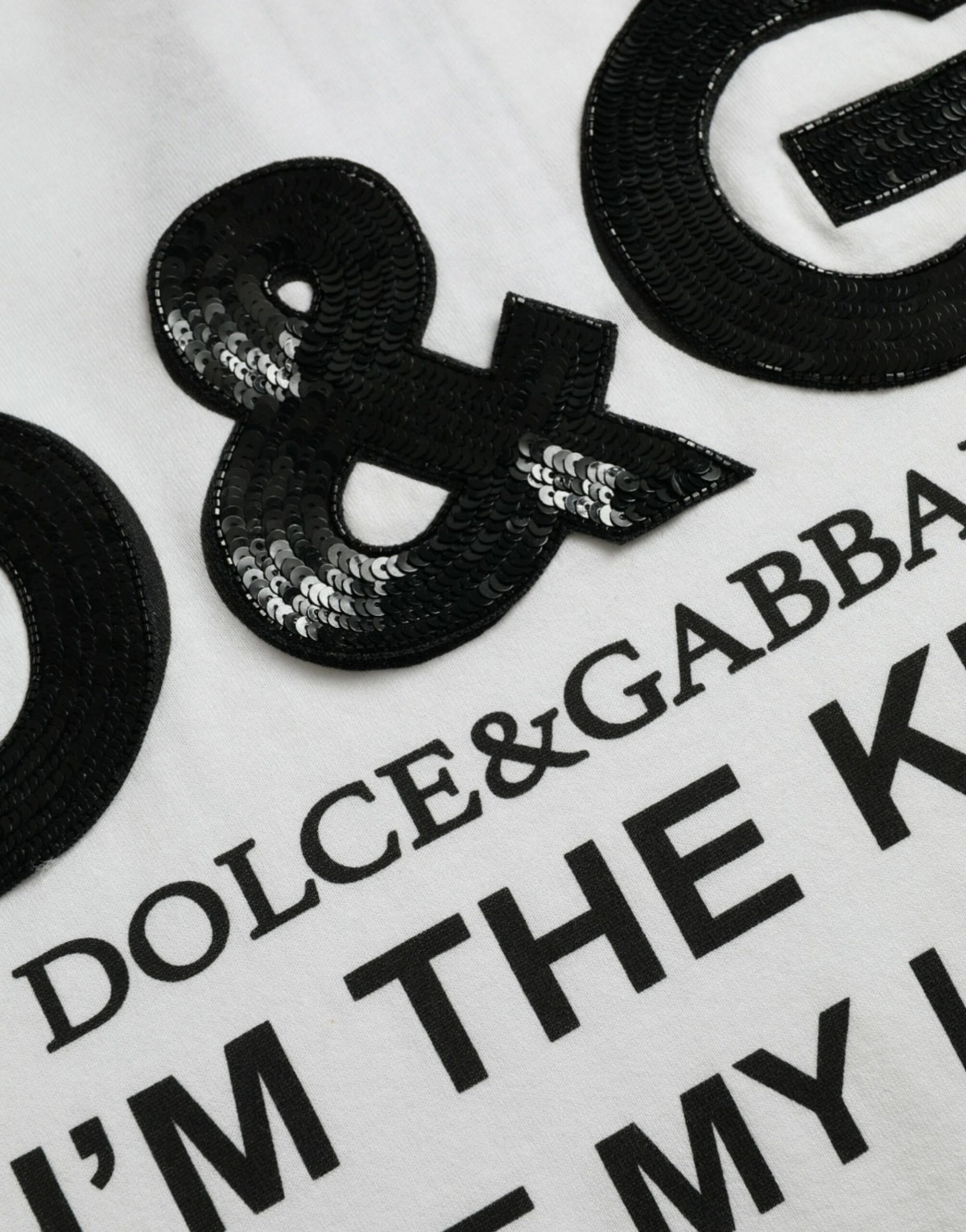 T-shirt ras du cou en coton blanc imprimé D&amp;G King de Dolce &amp; Gabbana