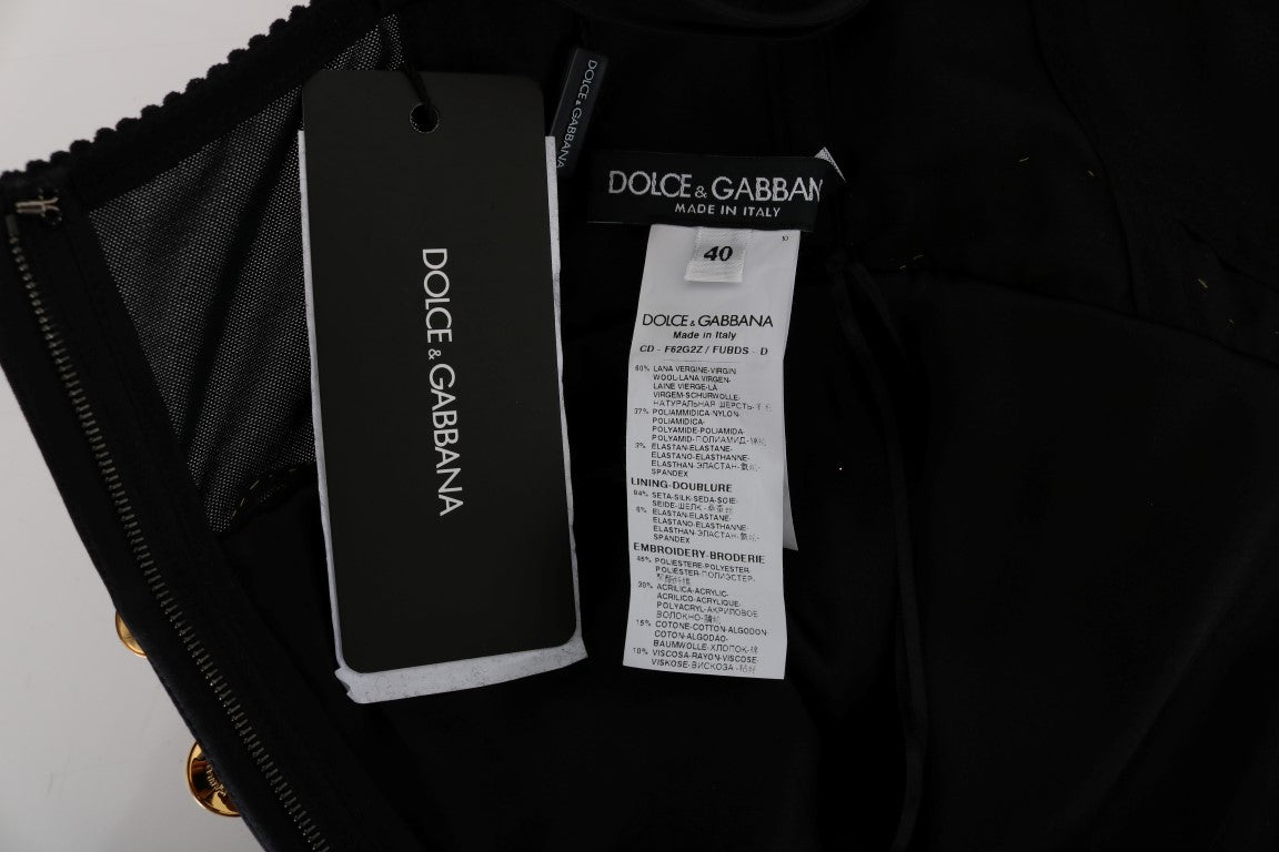 Robe trapèze noire élégante sans manches avec détails dorés Dolce &amp; Gabbana