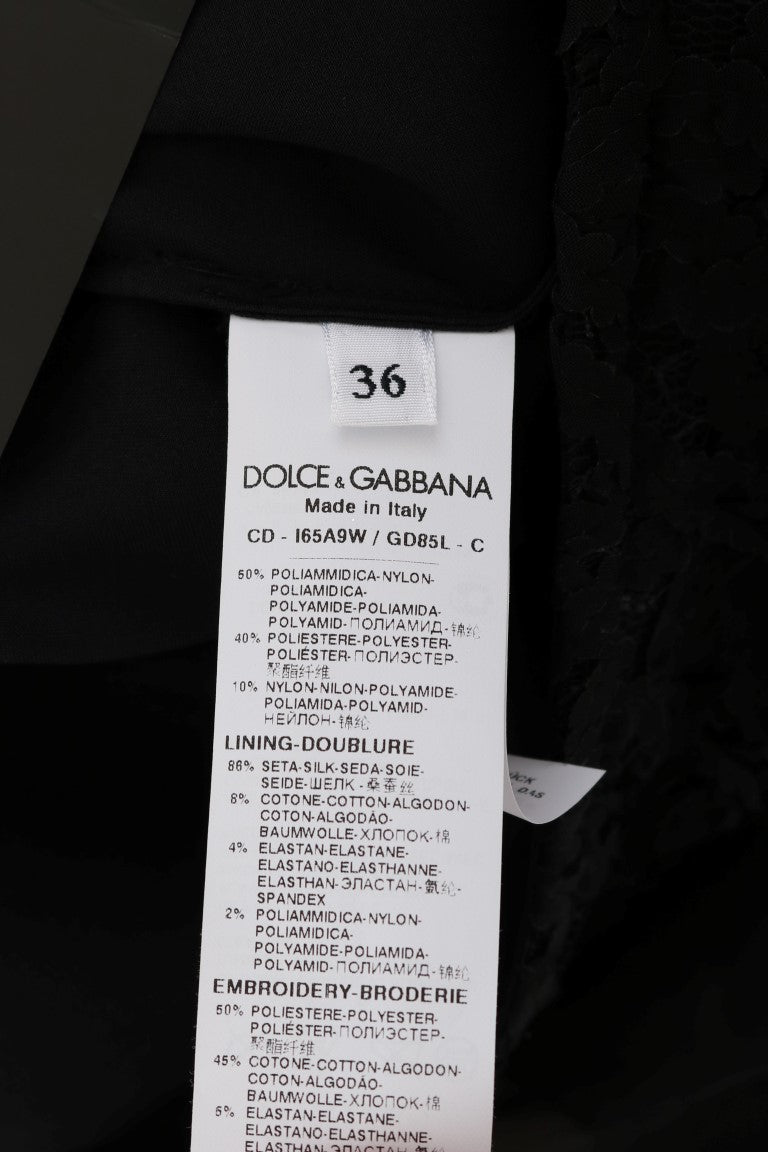 Vestido elegante de Dolce &amp; Gabbana con apliques de corazón y encaje negro