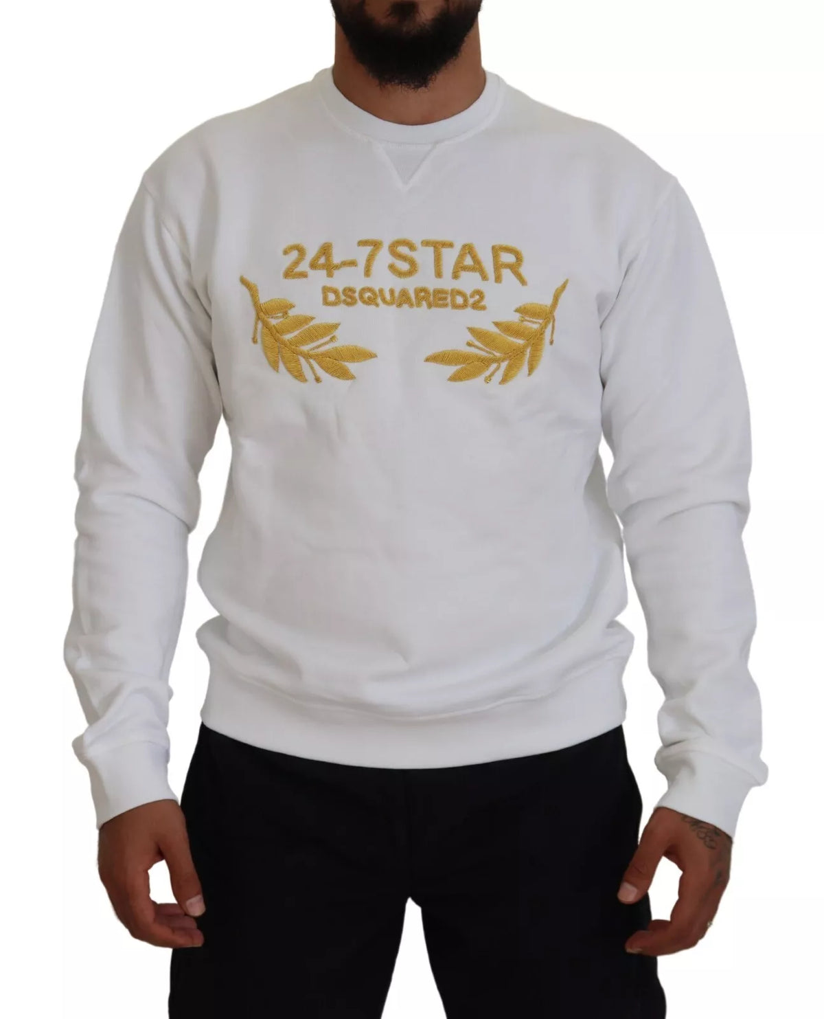 Sweat-shirt ras du cou brodé blanc Dsquared²