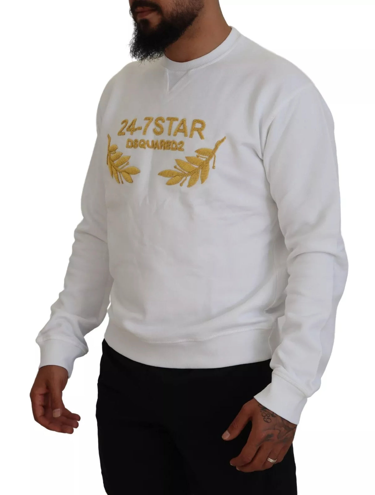 Sweat-shirt ras du cou brodé blanc Dsquared²