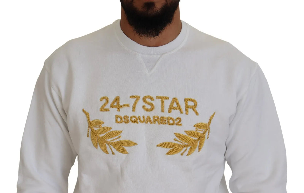 Sweat-shirt ras du cou brodé blanc Dsquared²