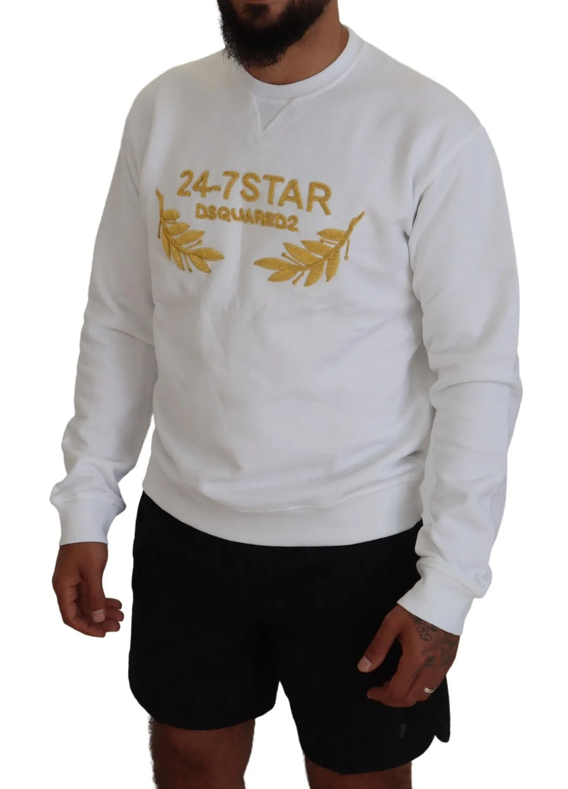 Sweat-shirt ras du cou brodé blanc Dsquared²