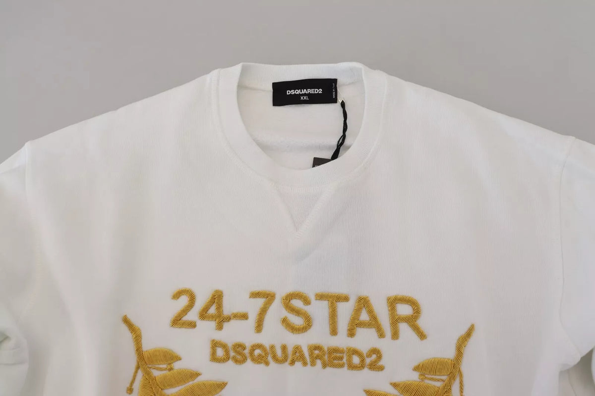 Sweat-shirt ras du cou brodé blanc Dsquared²