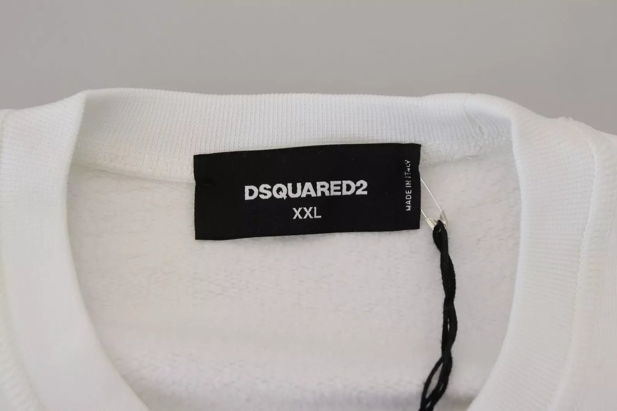 Sweat-shirt ras du cou brodé blanc Dsquared²