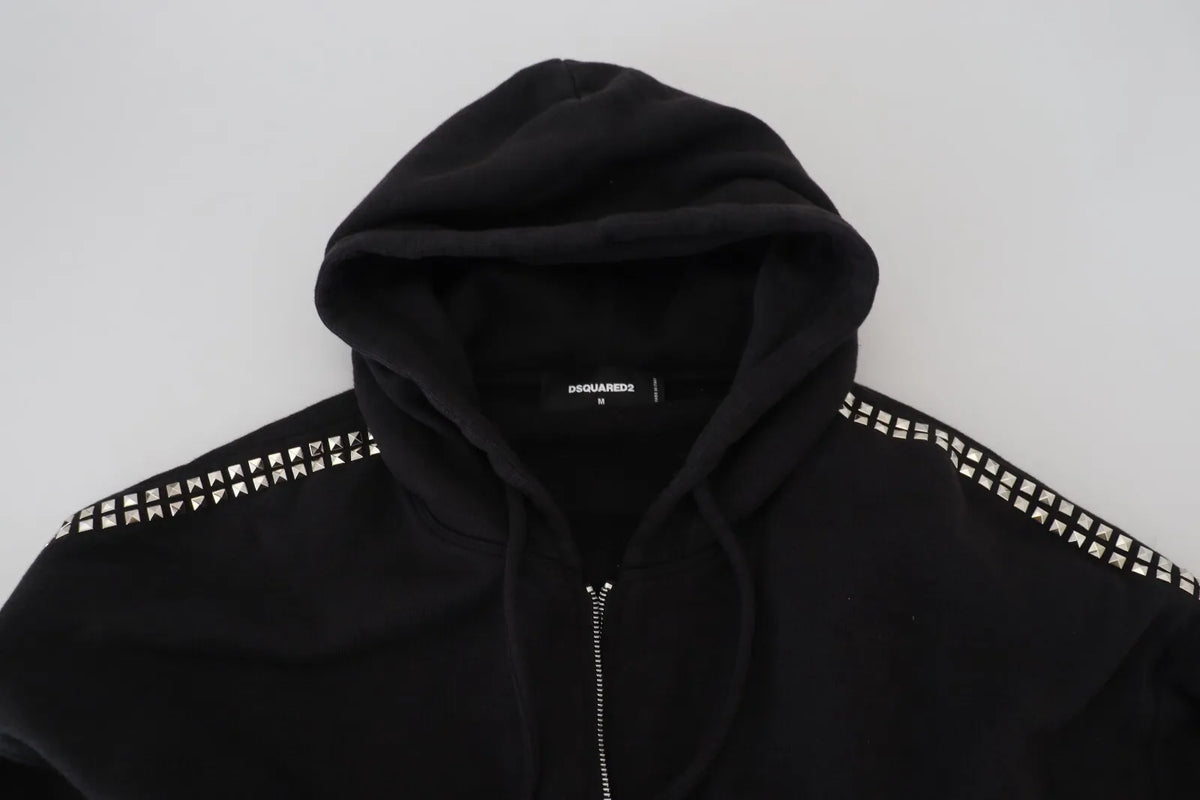 Pull à capuche zippé noir à ornements Dsquared²