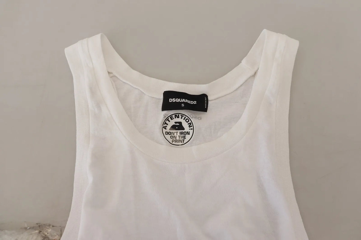 T-shirt débardeur sans manches en coton et lin blanc Dsquared²