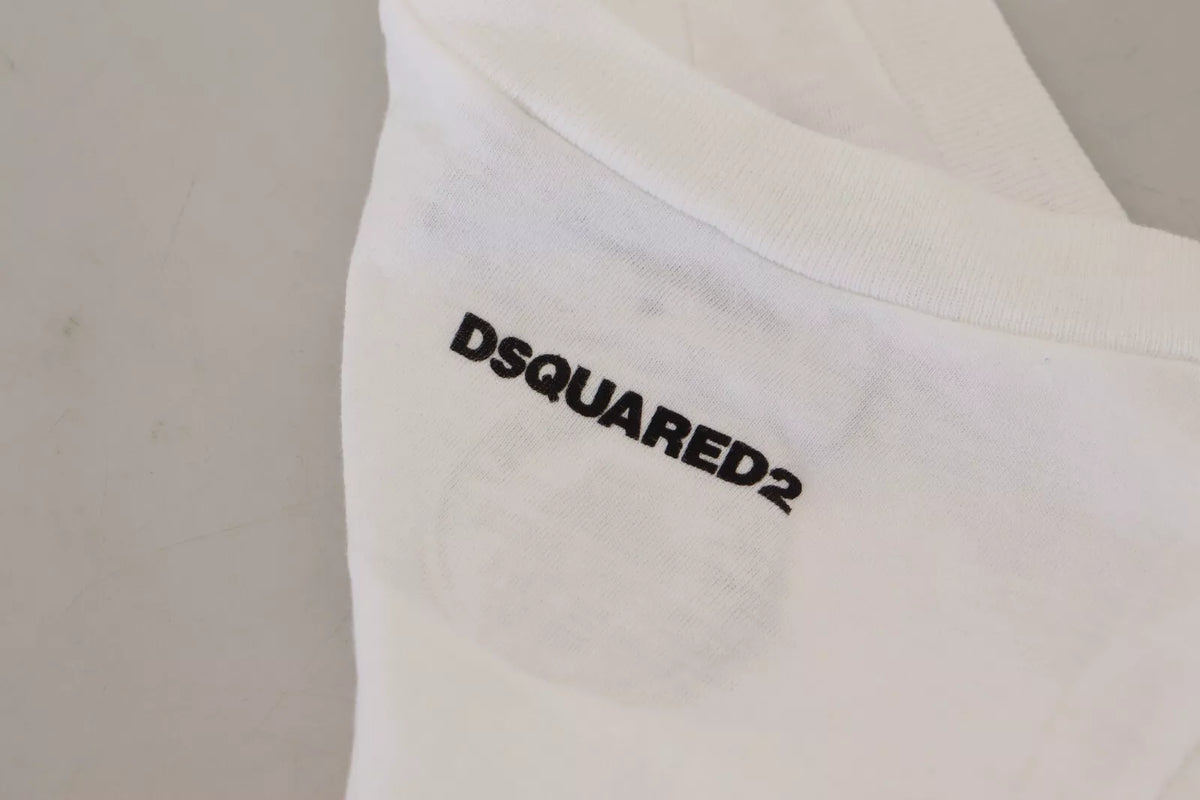 T-shirt débardeur sans manches en coton et lin blanc Dsquared²