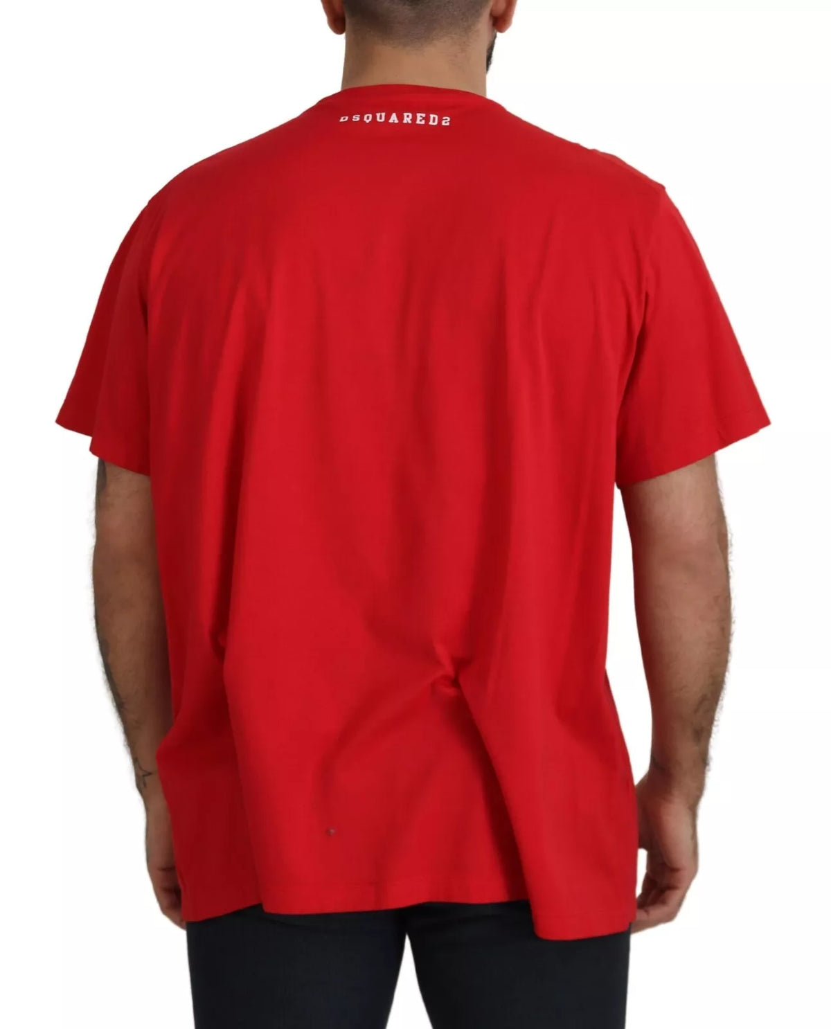 Camiseta de cuello redondo y manga corta de algodón con estampado rojo de Dsquared²