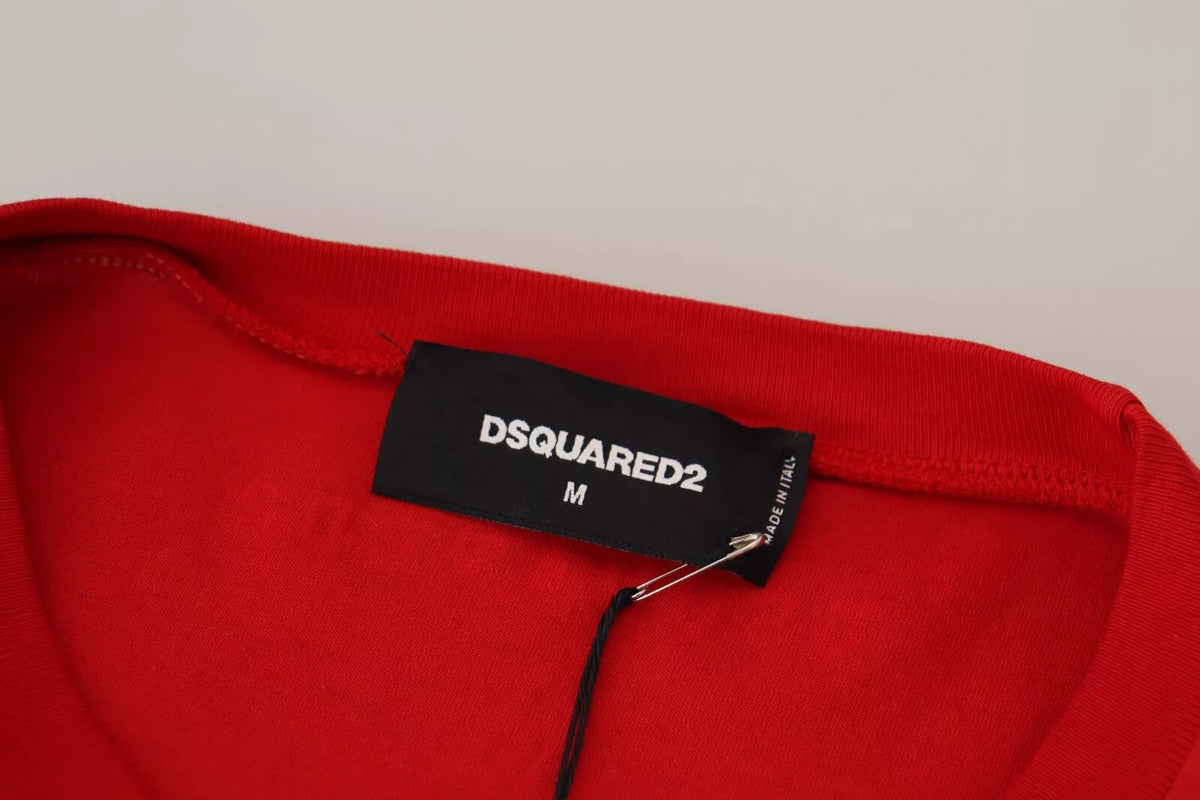 Camiseta de cuello redondo y manga corta de algodón con estampado rojo de Dsquared²