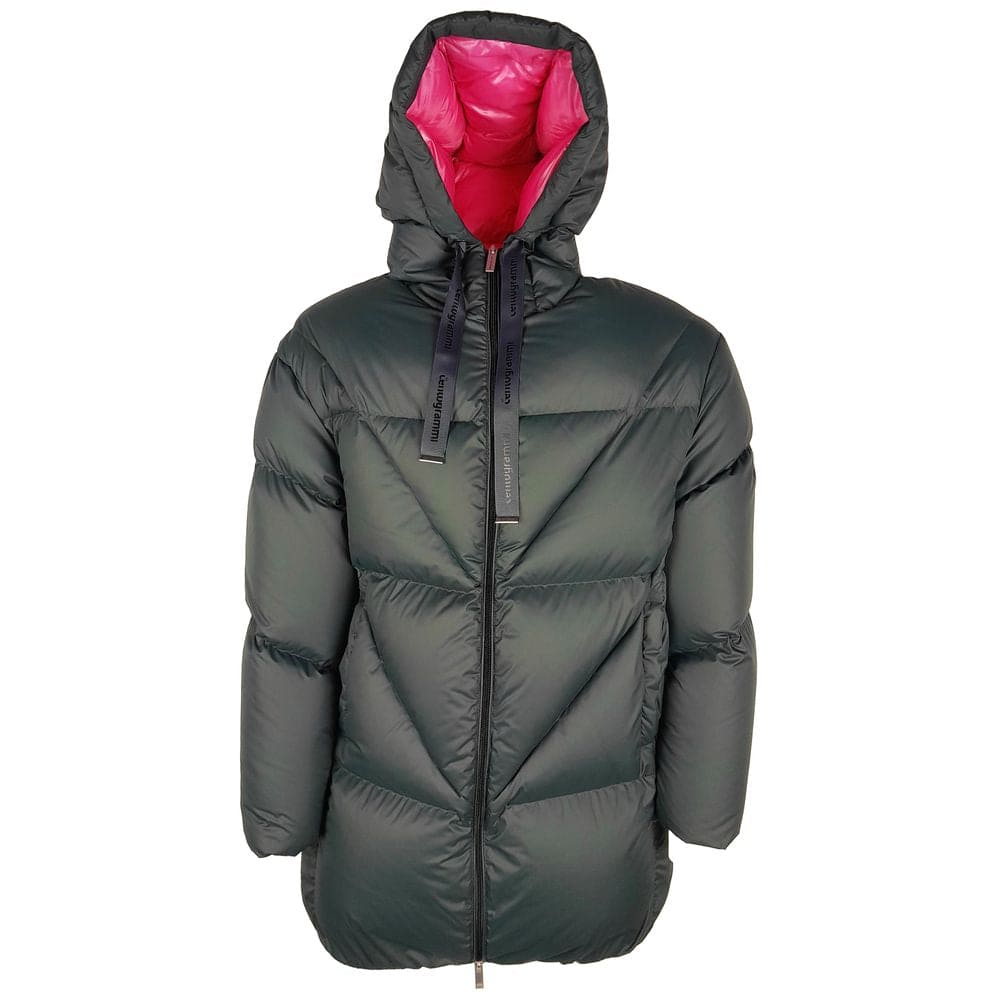 Chaqueta de plumón gris con forro fucsia elegante de Centogrammi