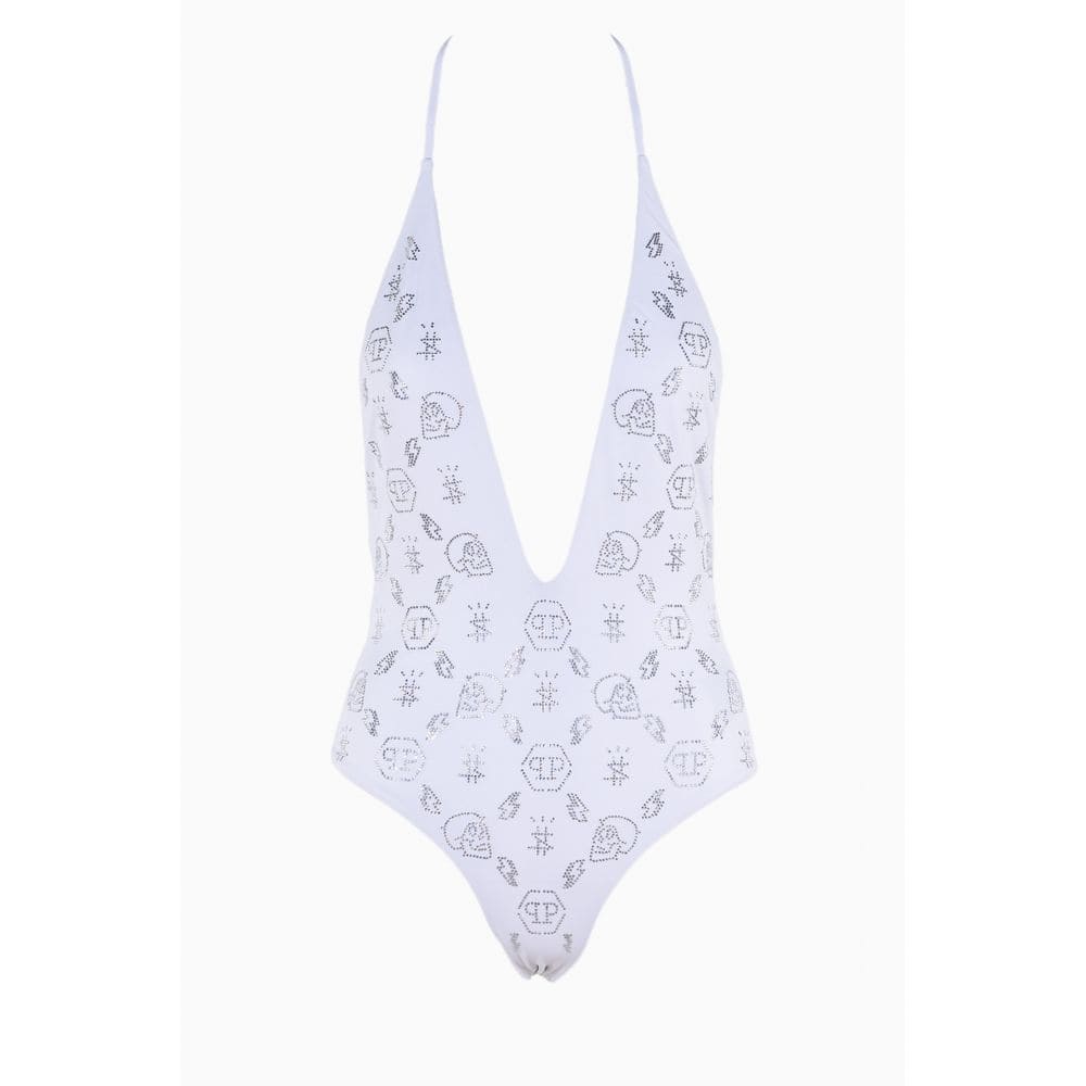 Maillot de bain blanc orné de strass Philipp Plein