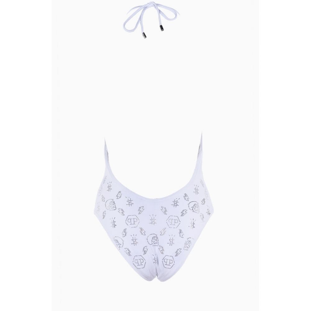 Maillot de bain blanc orné de strass Philipp Plein