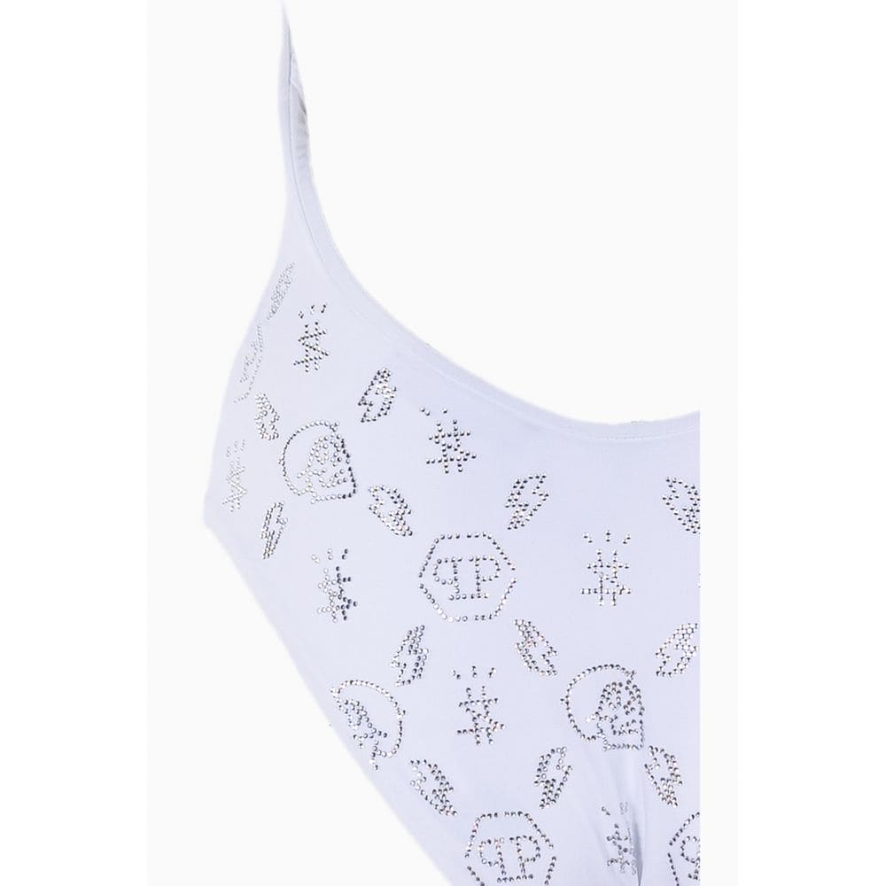 Maillot de bain blanc orné de strass Philipp Plein