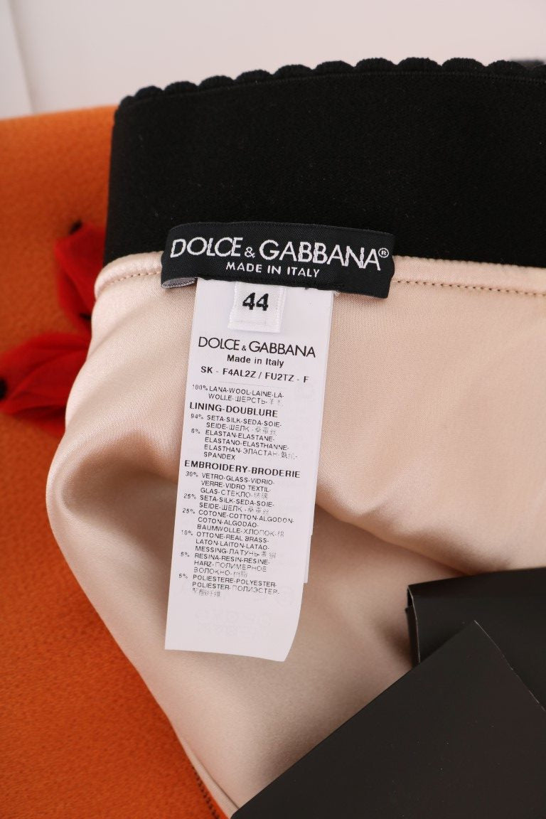 Jupe en laine à ornements Dolce &amp; Gabbana en orange vif