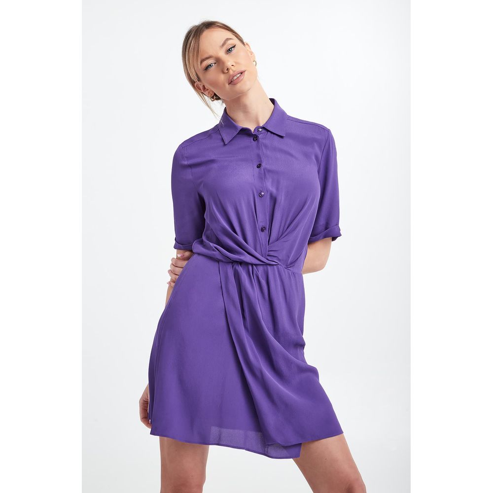 Vestido camisero elegante de manga corta acampanado en color morado de Patrizia Pepe