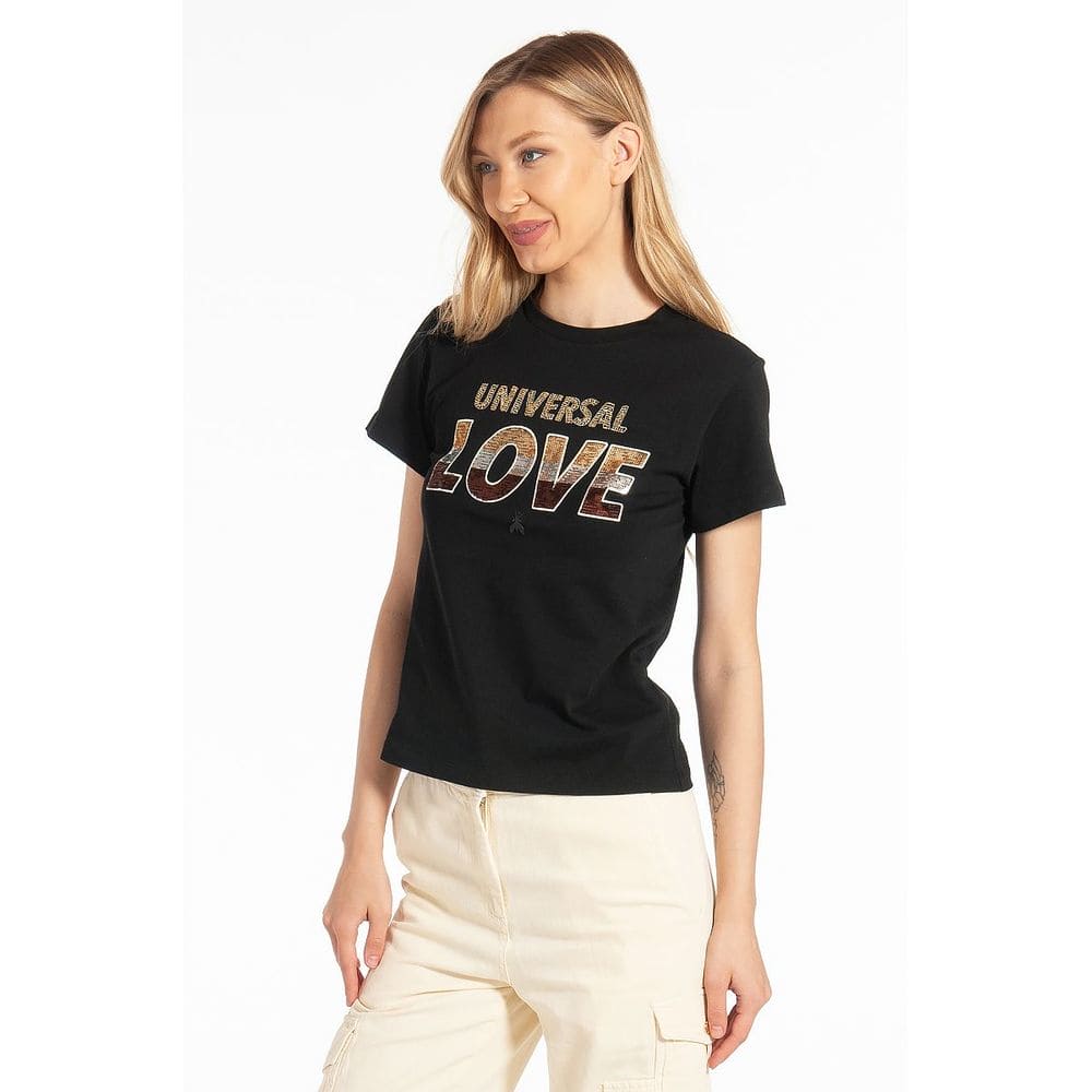 T-shirt en coton avec strass sur le devant de Patrizia Pepe