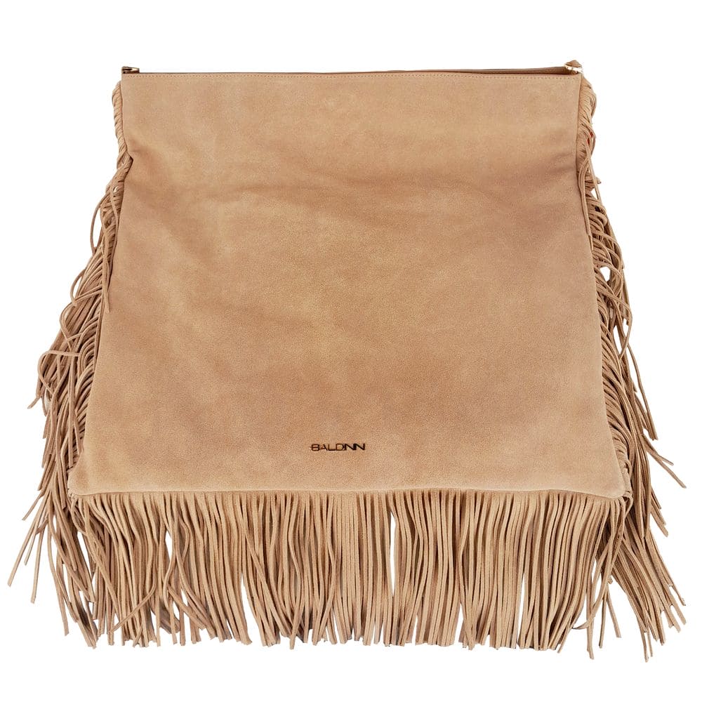 Bolso de hombro con flecos de ante beige elegante Baldinini Trend