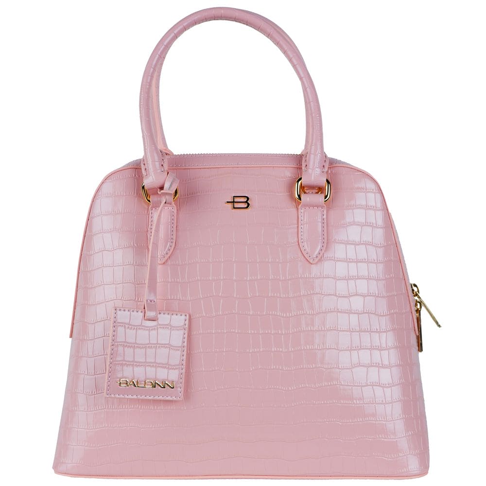 Bolso de mano elegante de piel de becerro con estampado de pitón rosa de Baldinini Trend