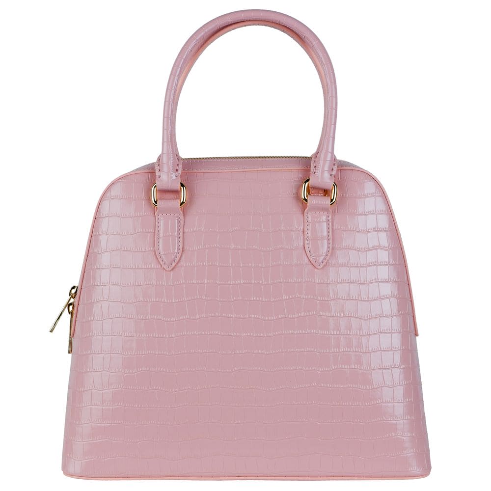 Bolso de mano elegante de piel de becerro con estampado de pitón rosa de Baldinini Trend