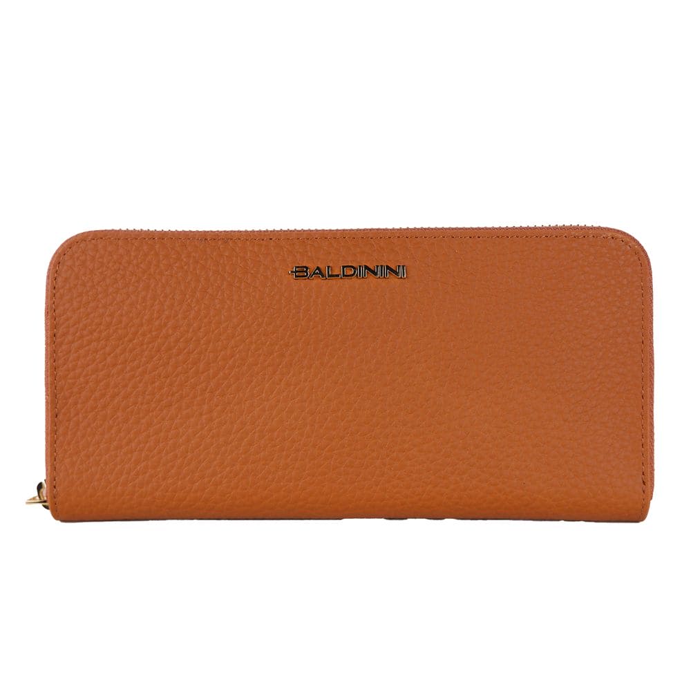 Cartera elegante de piel color naranja con cremallera Baldinini Trend