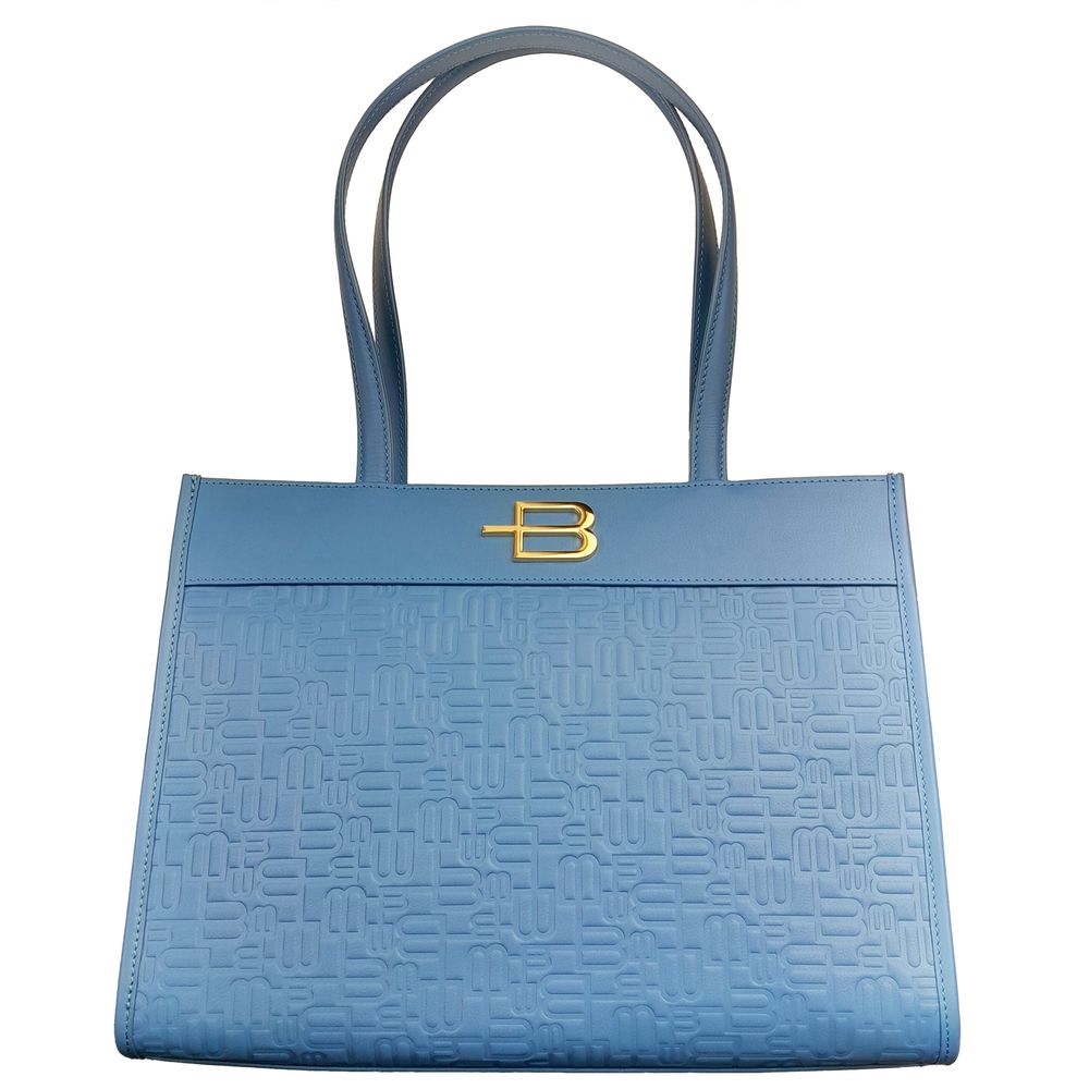 Sac shopping élégant bleu clair avec motif logo Baldinini Trend