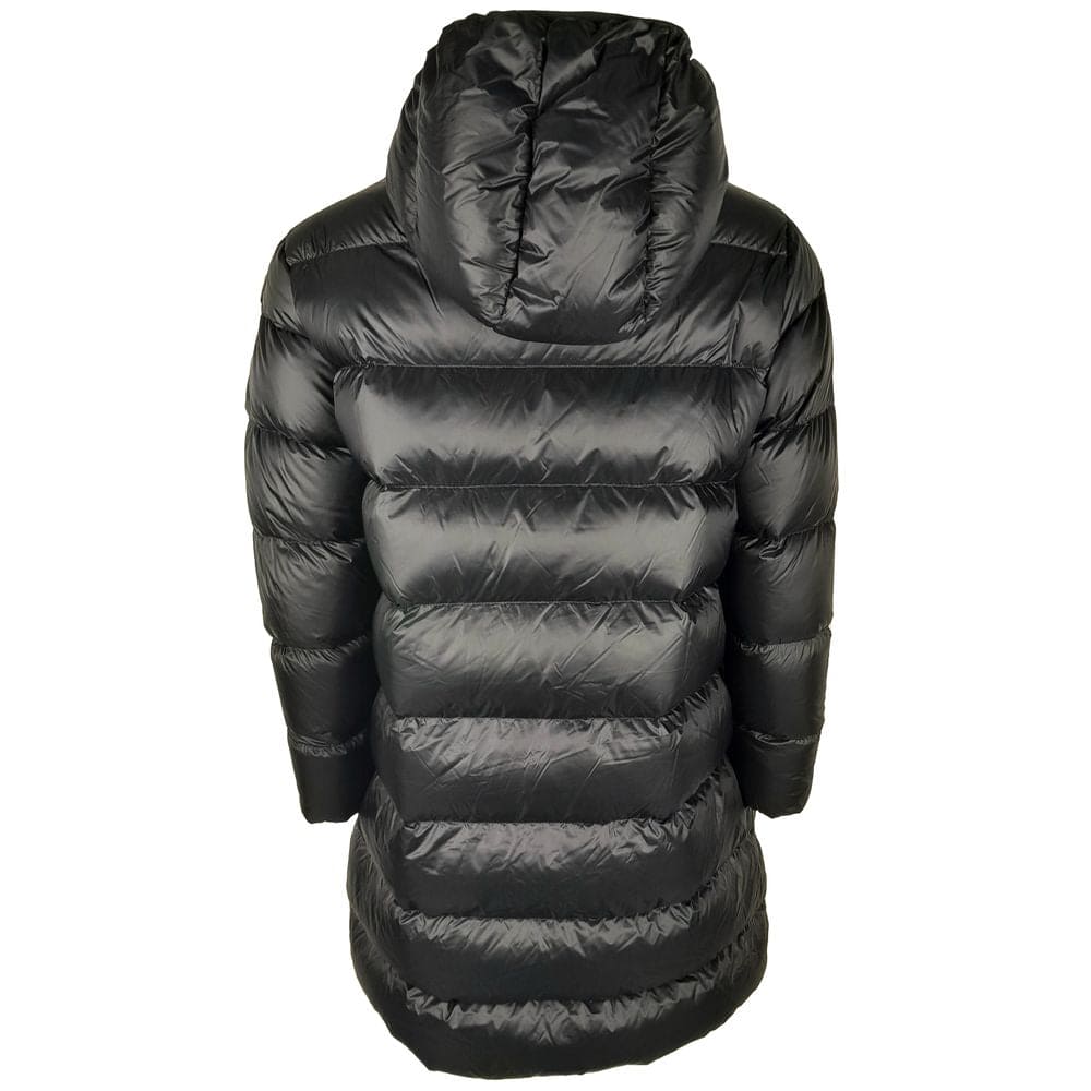 Chaqueta elegante de plumón de nailon negro con capucha de Centogrammi