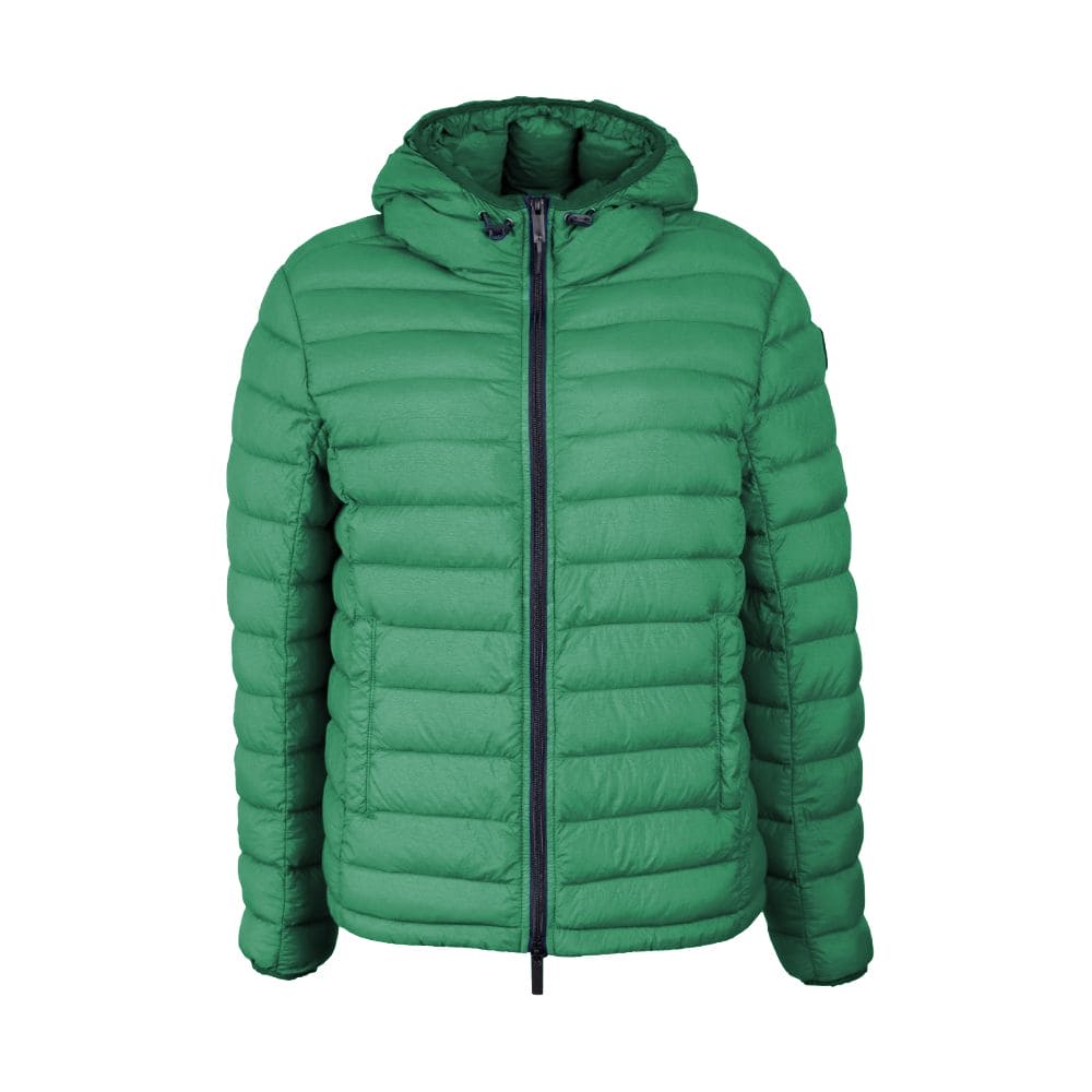 Chaqueta de plumón de nailon con capucha y elegante diseño de Centogrammi en verde intenso