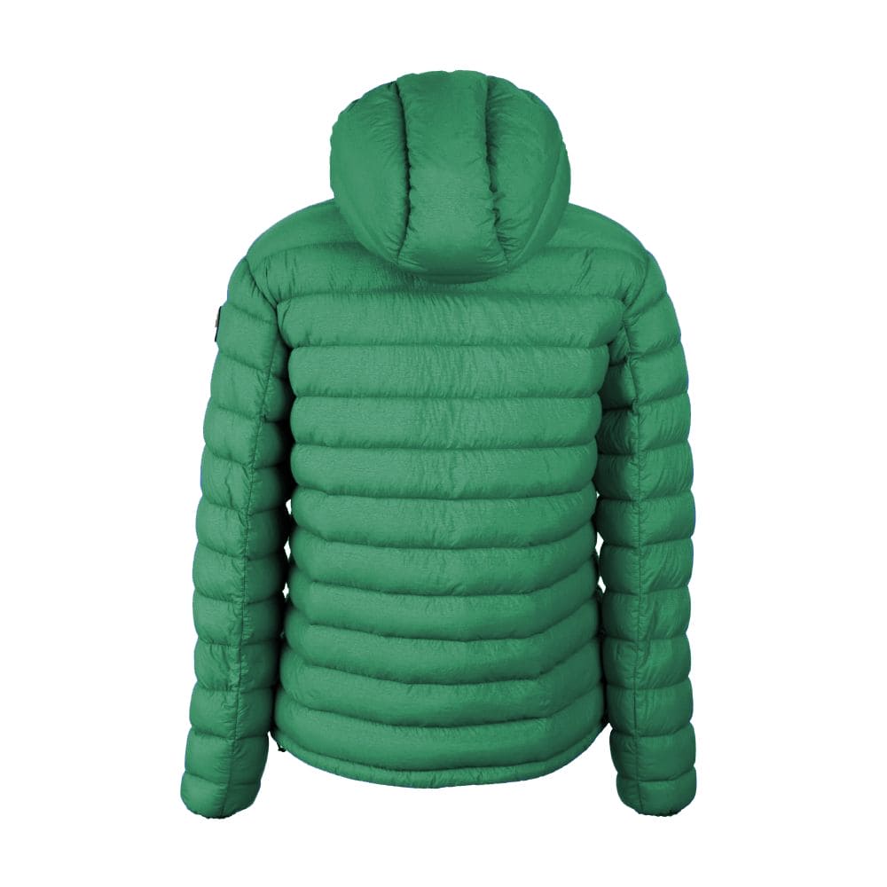 Chaqueta de plumón de nailon con capucha y elegante diseño de Centogrammi en verde intenso