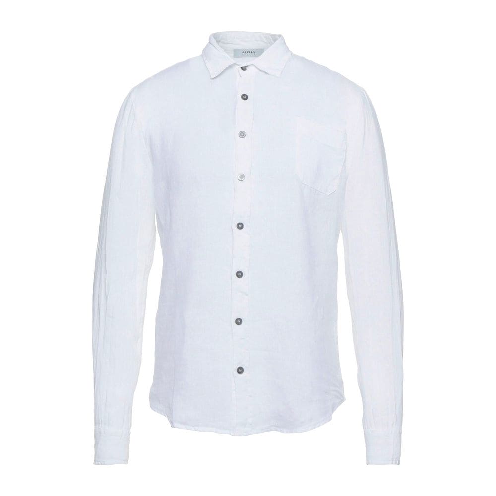 Camisa elegante de lino blanco Alpha Studio para hombre