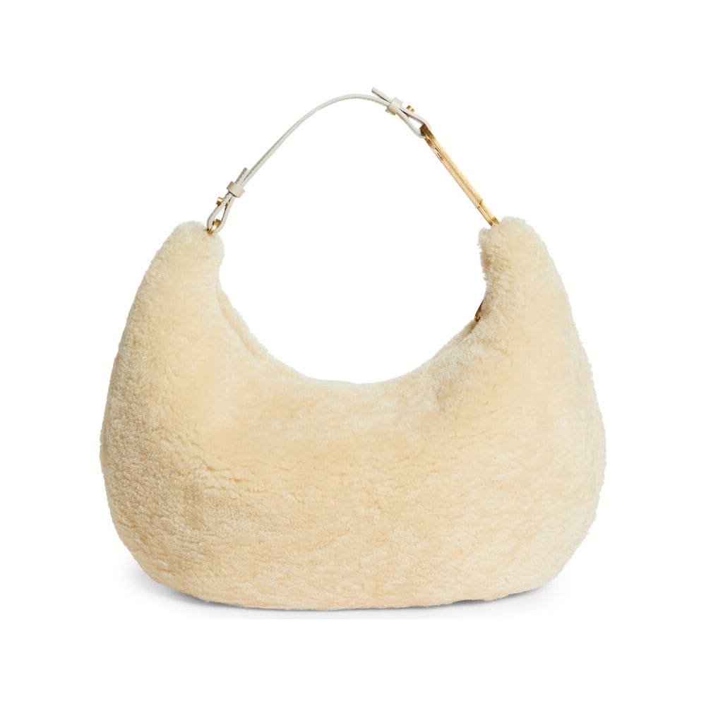 Sac à bandoulière chic en laine shearling crème Off-White