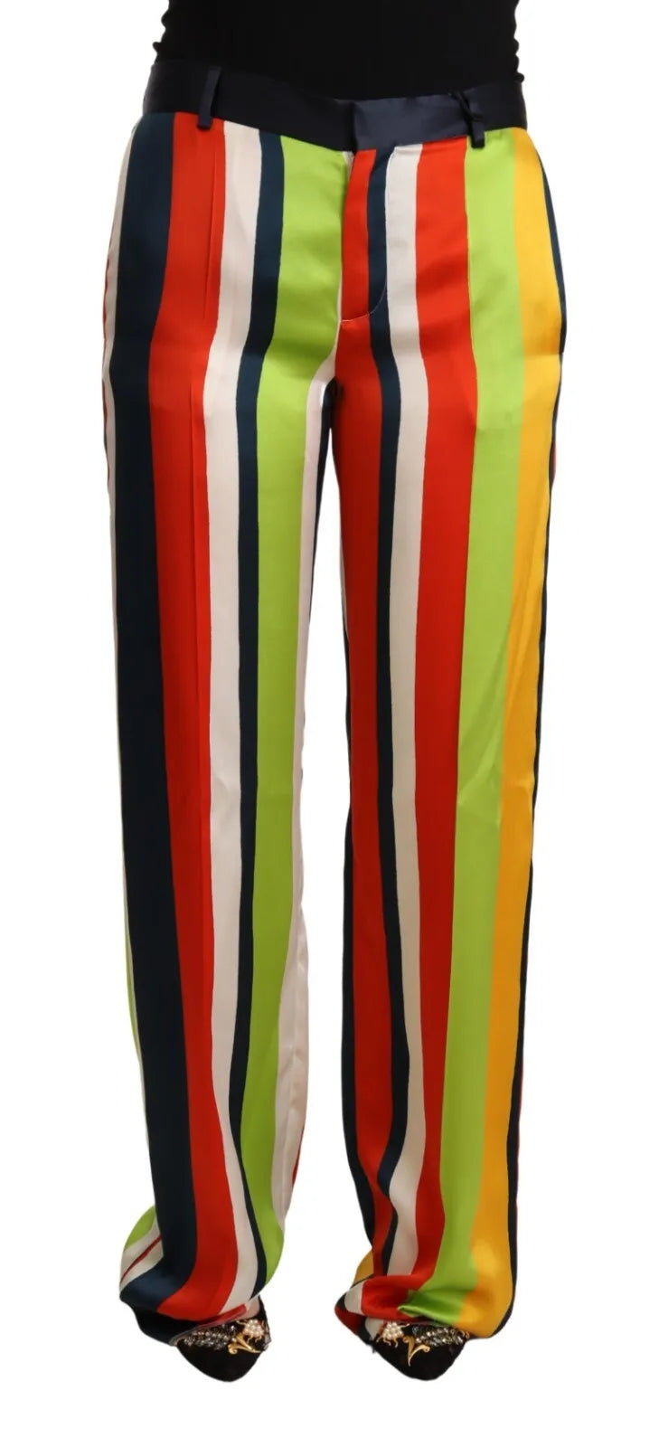 Pantalones rectos de cintura media con rayas multicolores de Dsquared²