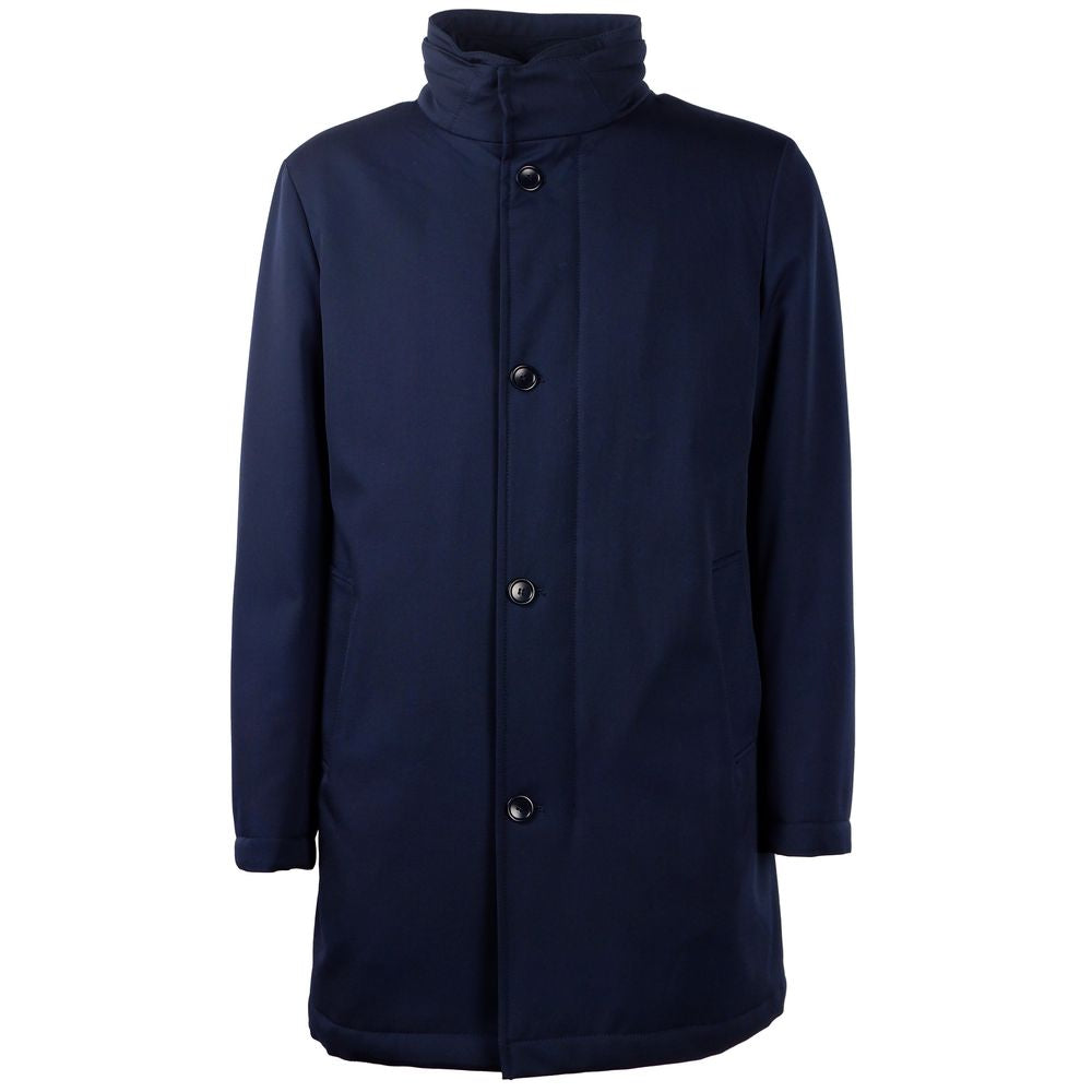 Manteau élégant en laine vierge bleue Storm System fabriqué en Italie