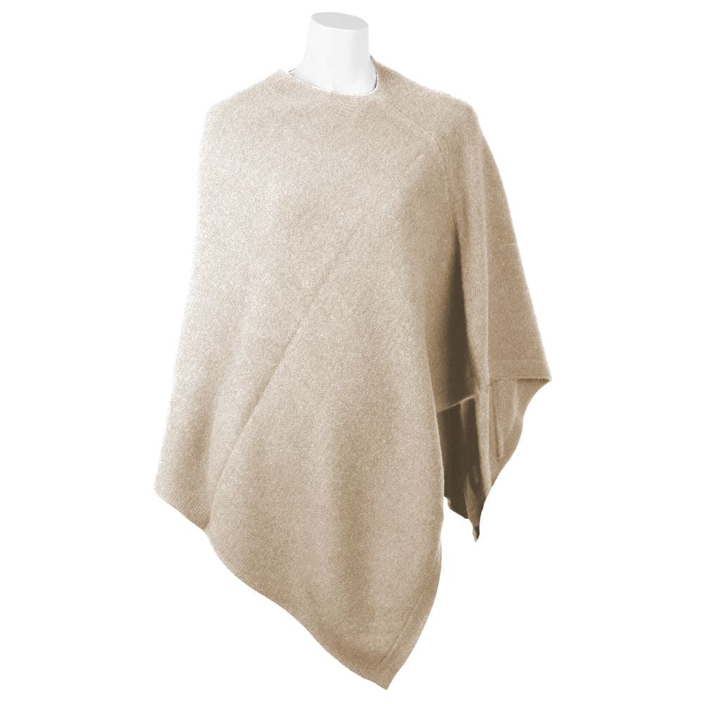 Poncho elegante de cachemira con escote en V en color beige de Emilio Romanelli