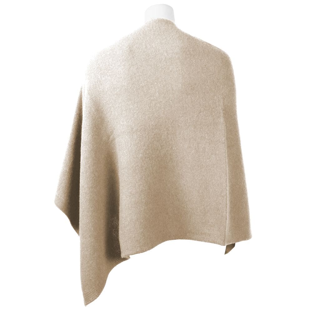 Poncho elegante de cachemira con escote en V en color beige de Emilio Romanelli