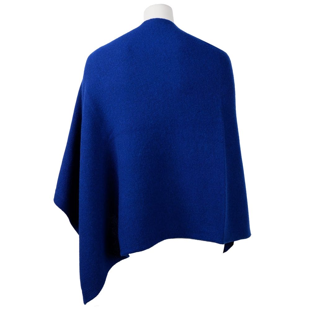 Emilio Romanelli Elegant Cashmere V-Neck Poncho in Blue