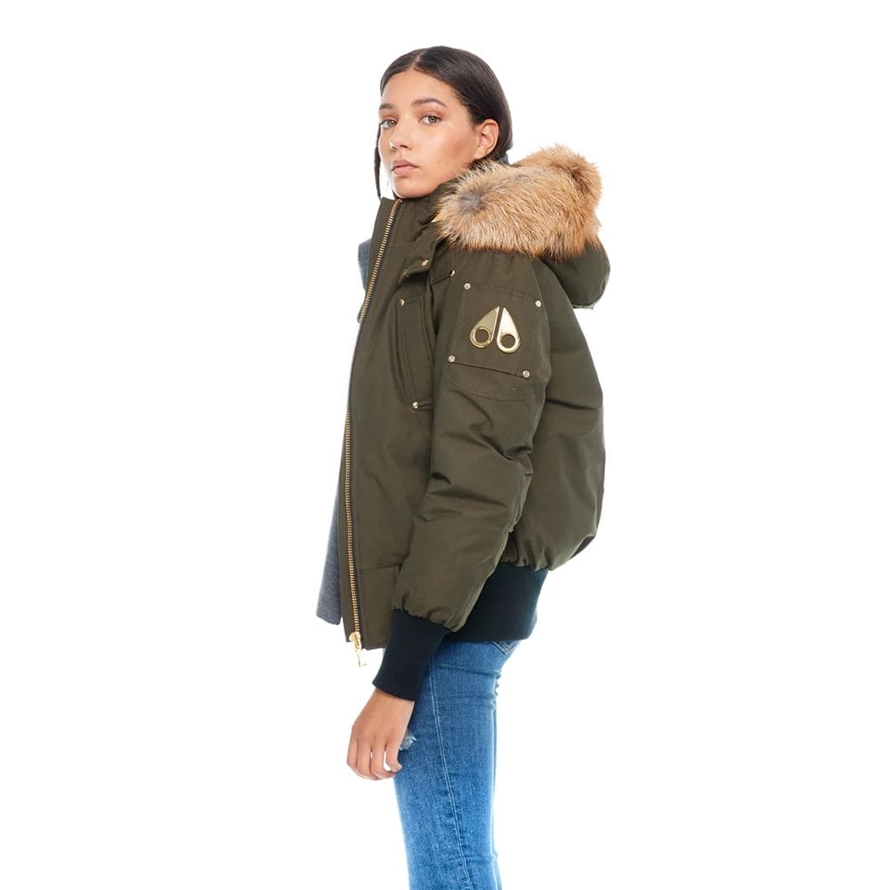 Veste bomber Debbie Gold de Moose Knuckles, superbe modèle Army Gold