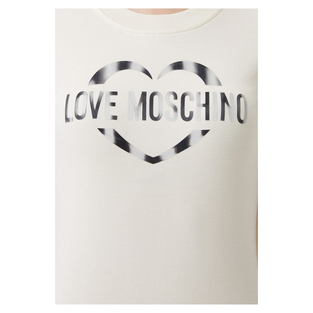 Robe chic en coton mélangé blanc avec logo Love Moschino