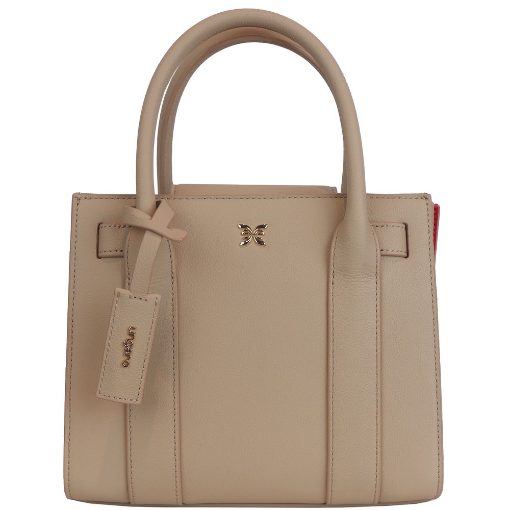 Elegante bolso de hombro Ungaro de piel beige con diseño de acordeón