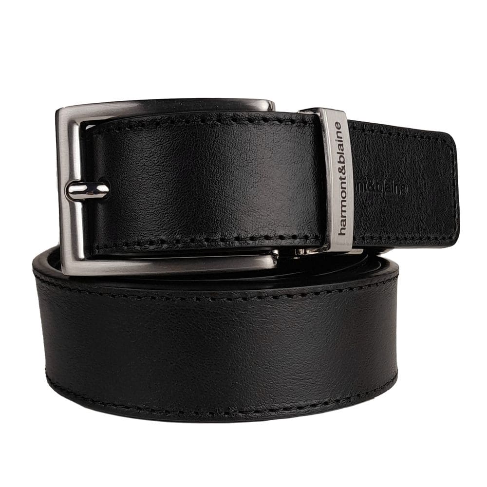 Ceinture réversible en cuir de veau noir Harmont &amp; Blaine