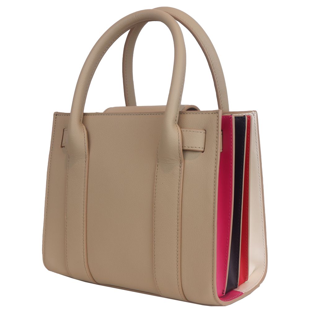 Elegante bolso de hombro Ungaro de piel beige con diseño de acordeón