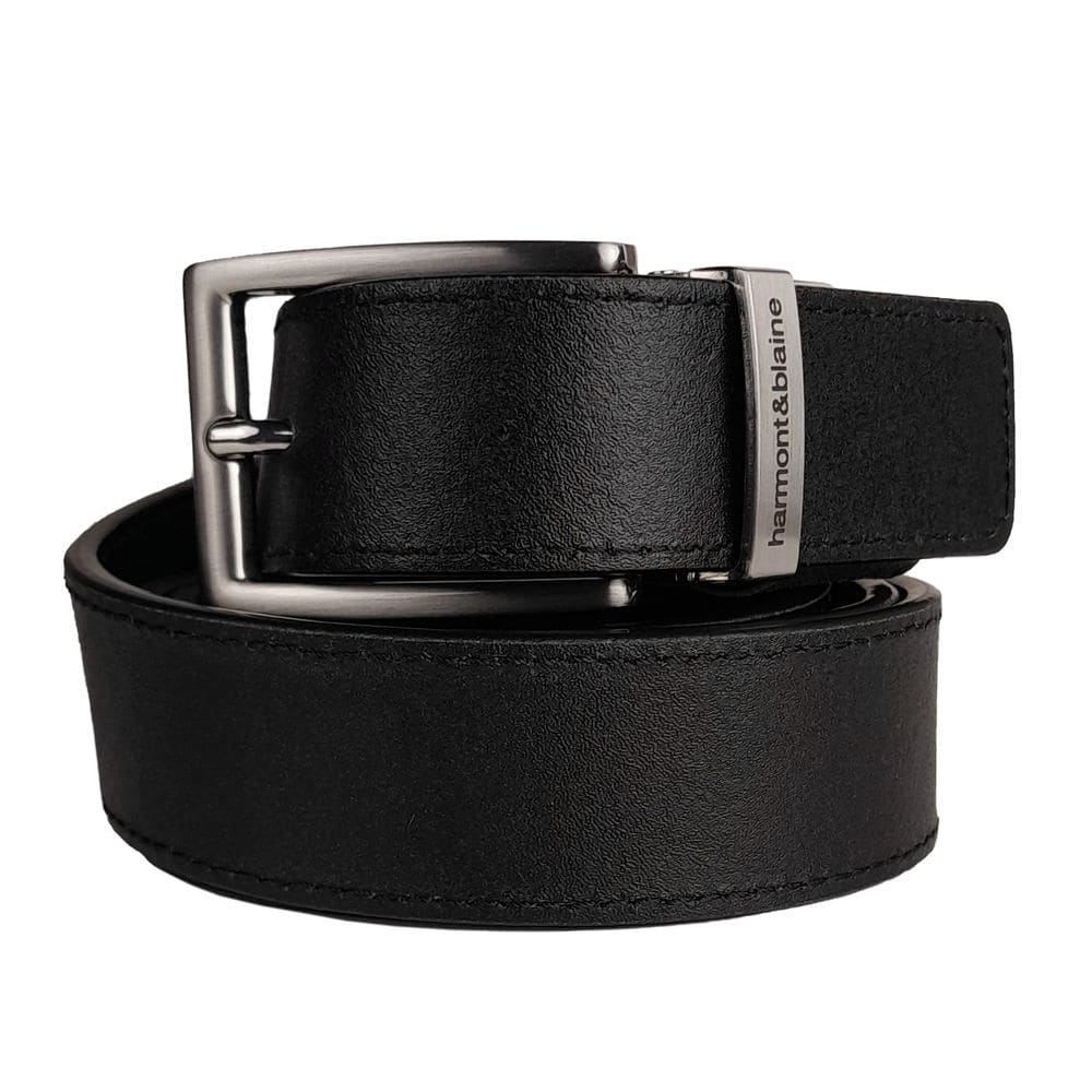 Ceinture réversible en cuir de veau noir Harmont &amp; Blaine