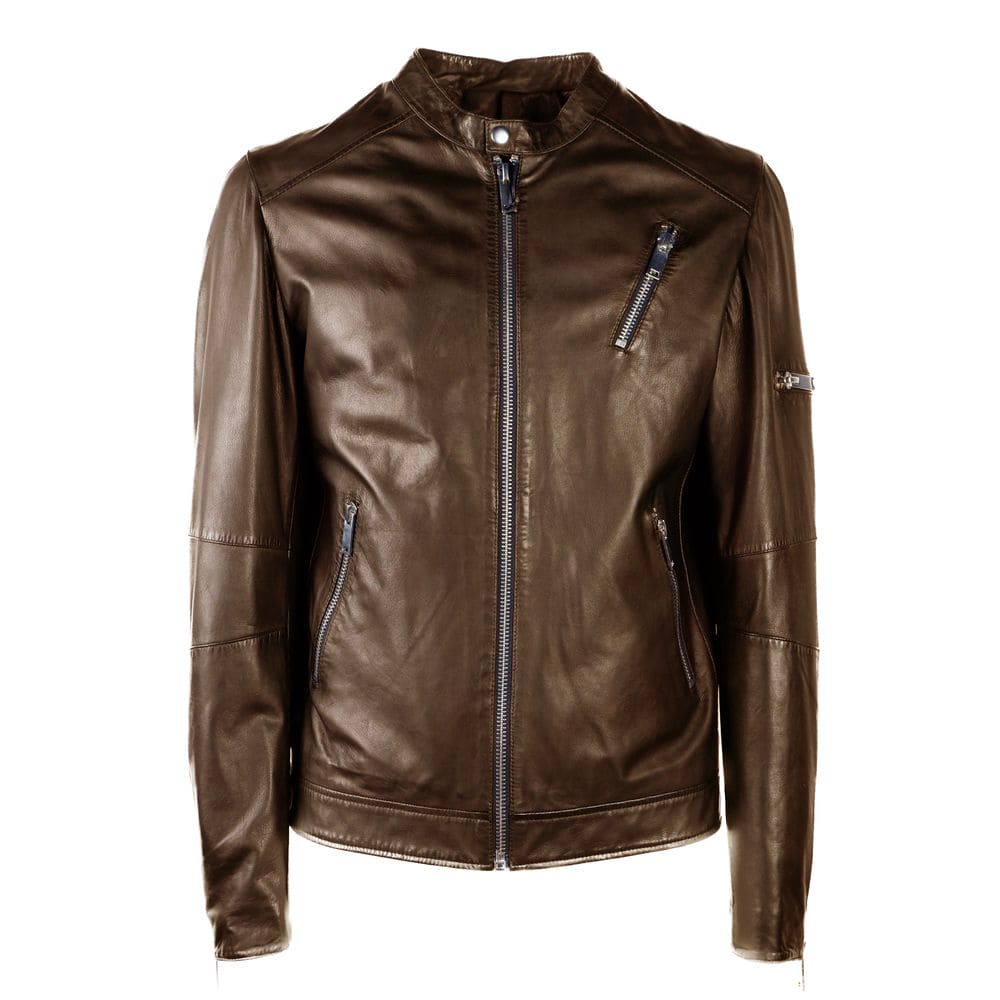 Veste en cuir marron Emilio Romanelli